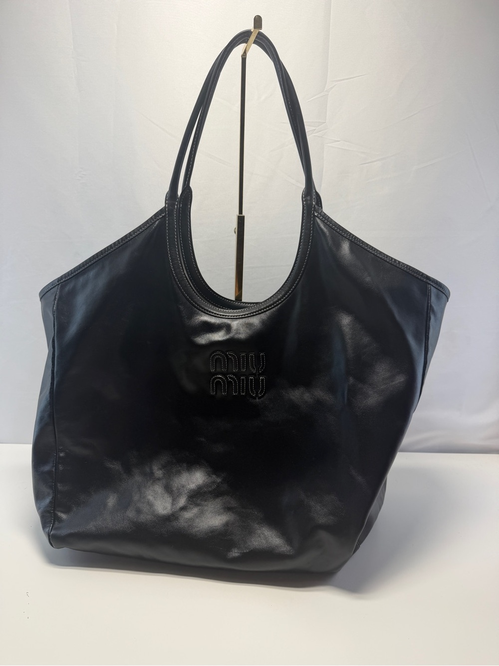 Miu Miu Black Leather Shoulder Tote